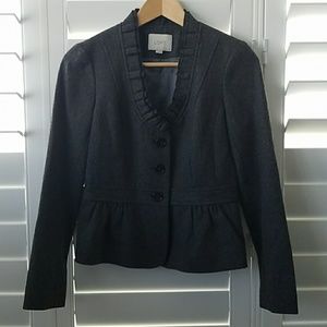 Loft Gray Ruffle Blazer